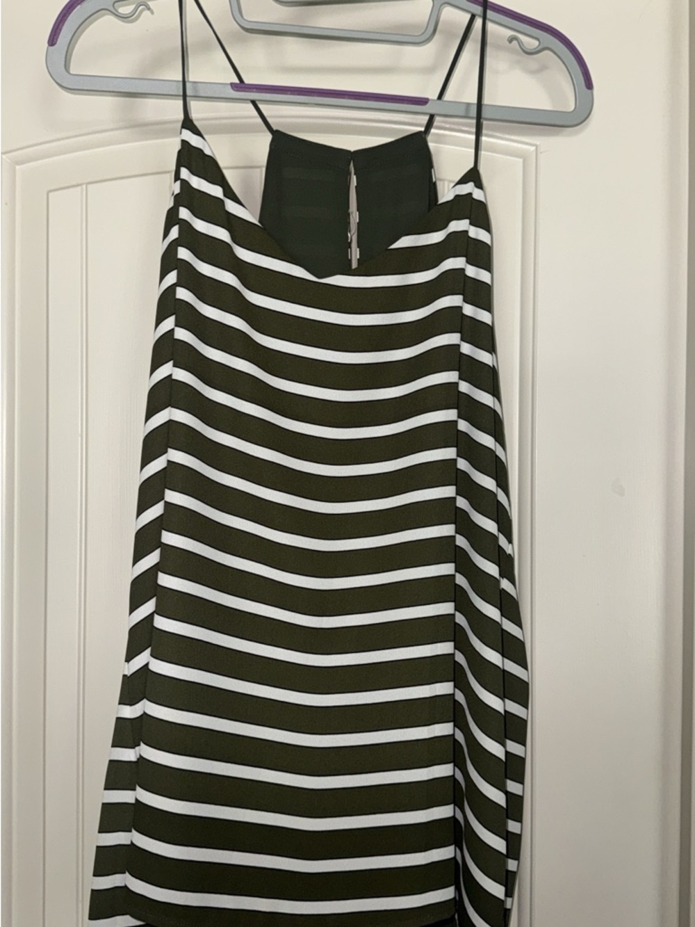Striped Olive & White Slip top (REVERSIBLE)